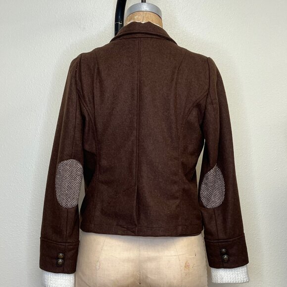NWT Wool Blend Tweed Elbow Patch Knit Collar Jacket - Picture 5 of 6